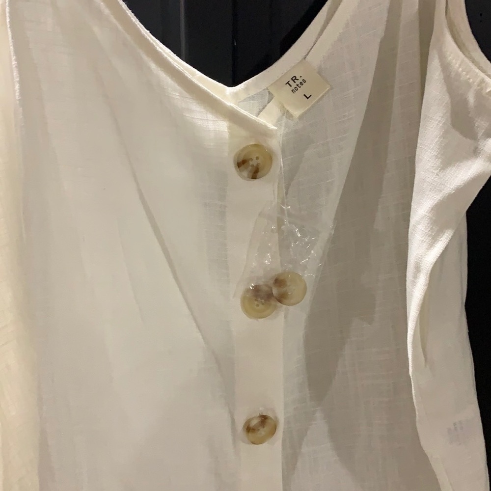 Linen button up tank in cream L